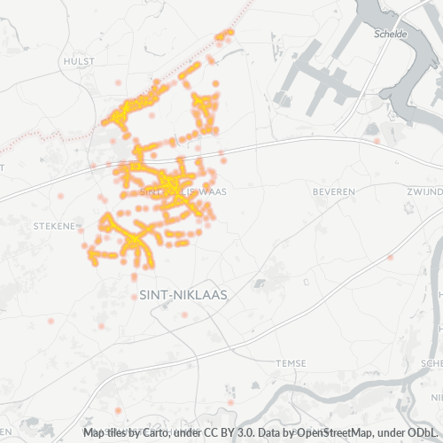 Heatmap voor postcode 9170
