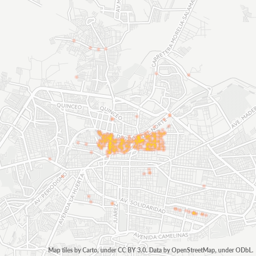 58130 Mapa de calor de densidad empresarial