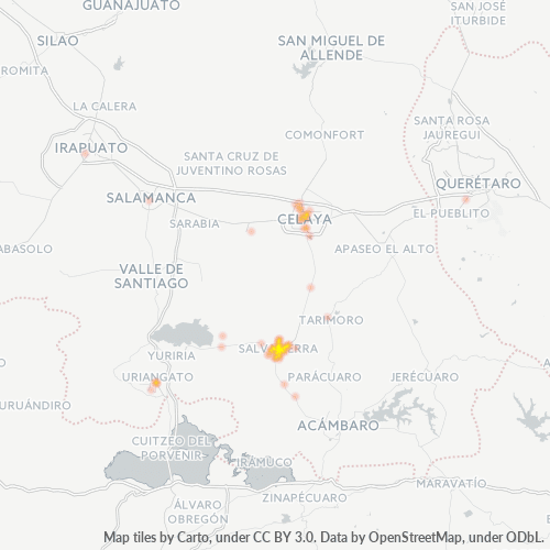 38900 Mapa de calor de densidad empresarial