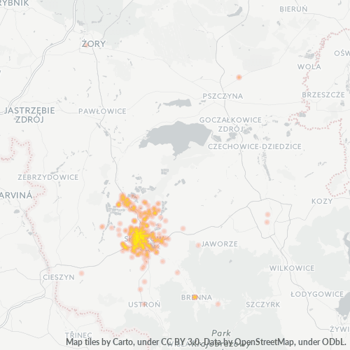 43-430 Mapa intensywności działalności gospodarczej