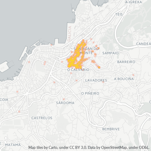 Mapa de calor para código postal 36206