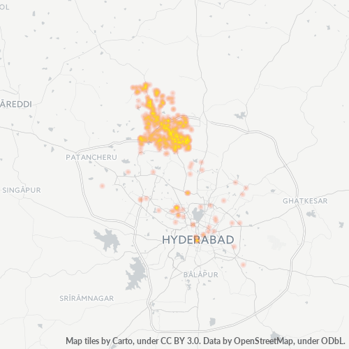 500043 व्यावसायिक घनत्व हीटमैप