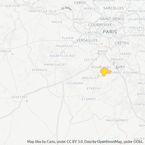 Carte de chaleur pour code postal 91220