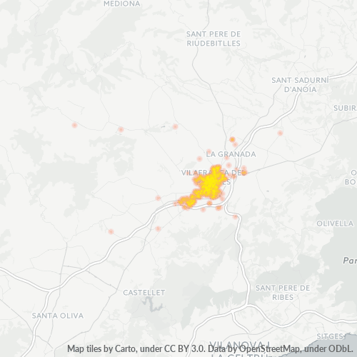 08720 Mapa de calor de densidad empresarial