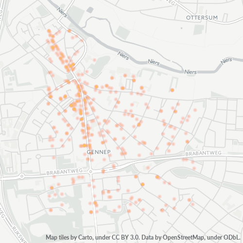 Heatmap voor postcode 6591
