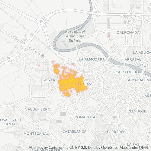 50017 Mapa de calor de densidad empresarial