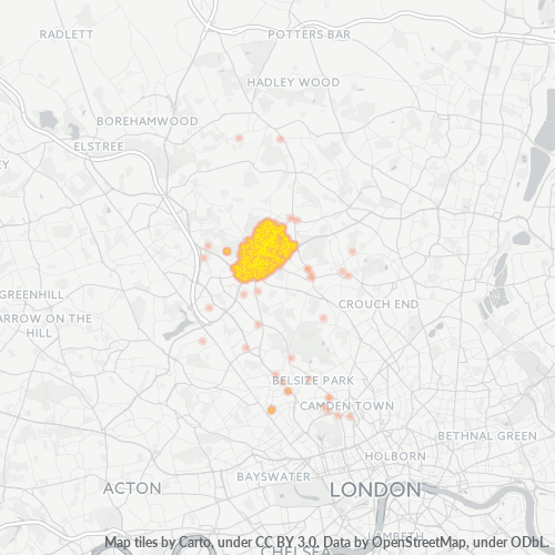 Heatmap for postal code N3