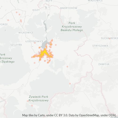 34-300 Mapa intensywności działalności gospodarczej