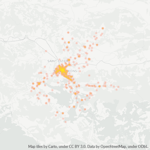 Carte de chaleur pour code postal 09200