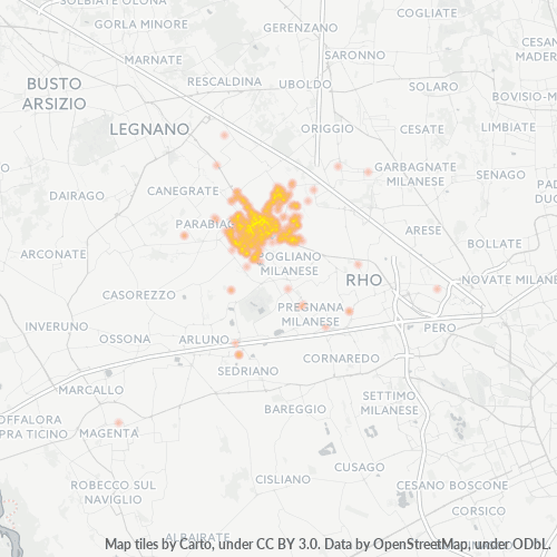 20014 Mappa di concentrazione per la densità di aziende