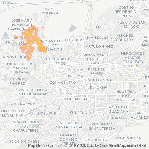 34010 Mapa de calor de densidad empresarial