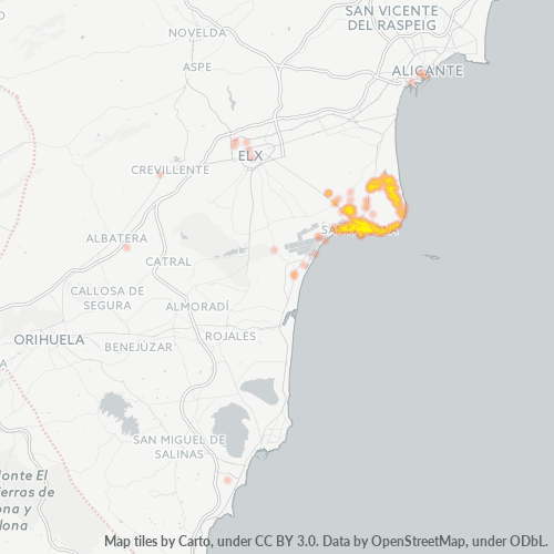 Mapa de calor para código postal 03130