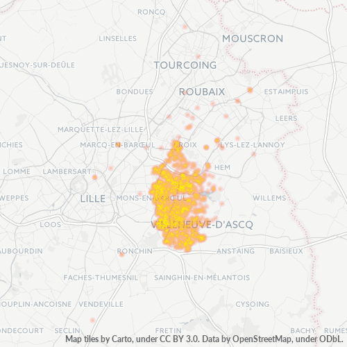 Carte de chaleur pour code postal 59650