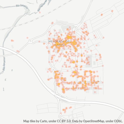Mapa de calor para código postal 28840