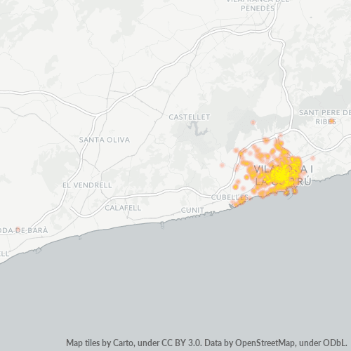 Mapa de calor para código postal 08800