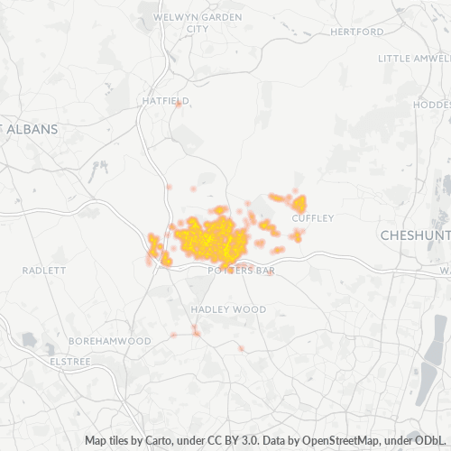 EN6 Business Density Heatmap