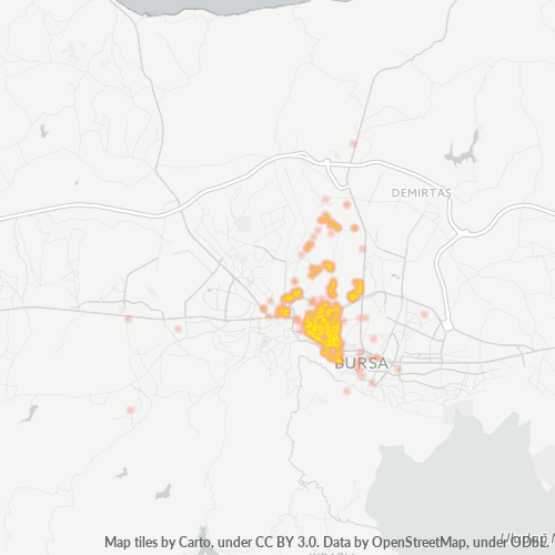 posta kodu 16190 için yoğunluk haritası