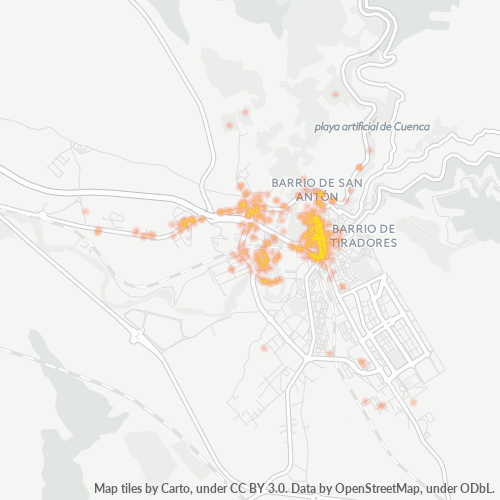 Mapa de calor para código postal 16002