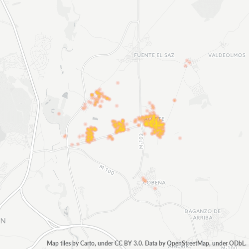 28110 Mapa de calor de densidad empresarial