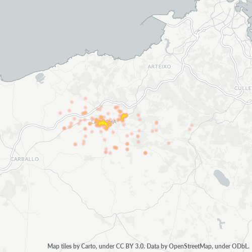 Mapa de calor para código postal 15145