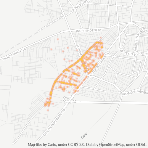 36555 Mapa de calor de densidad empresarial