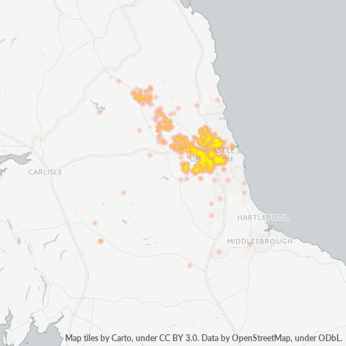 NE1 Business Density Heatmap