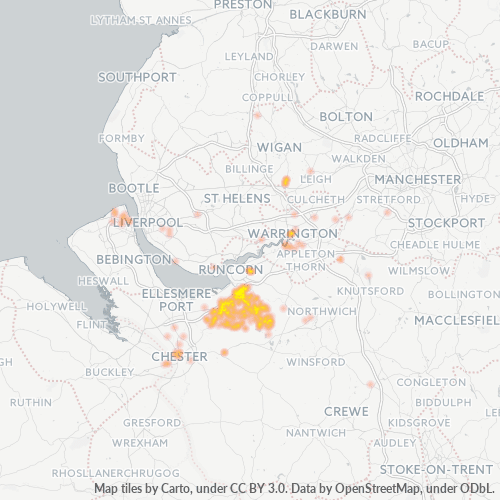 WA6 Business Density Heatmap
