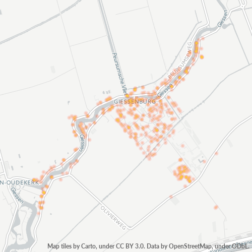 Heatmap voor postcode 3381