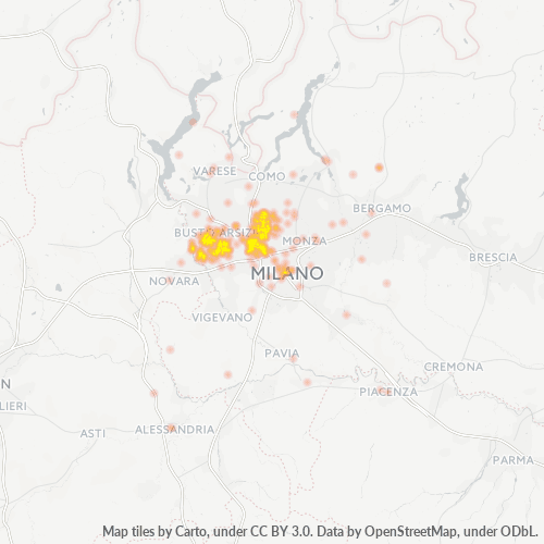 20020 Mappa di concentrazione per la densità di aziende