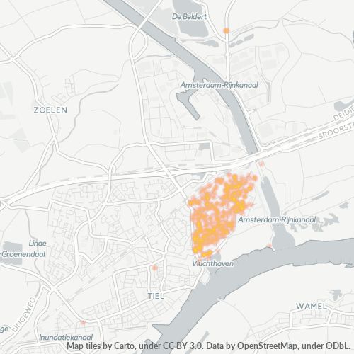 Heatmap voor postcode 4005