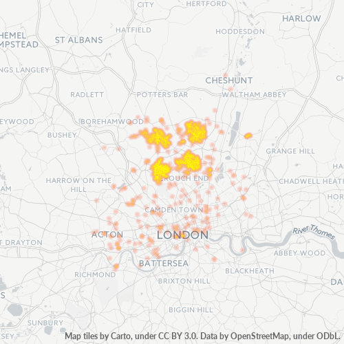 Heatmap for postal code N2