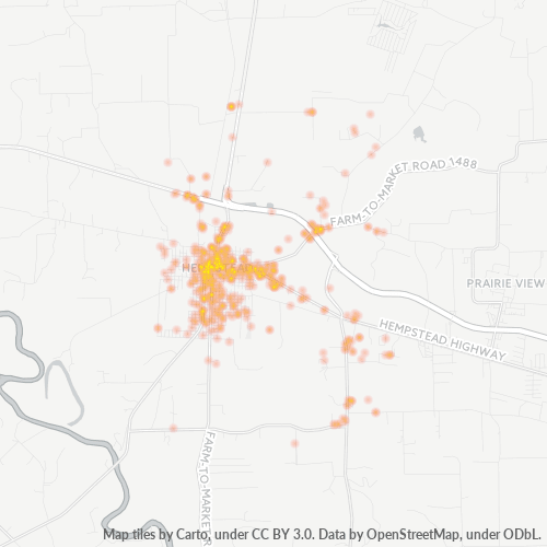 77445 Business Density Heatmap