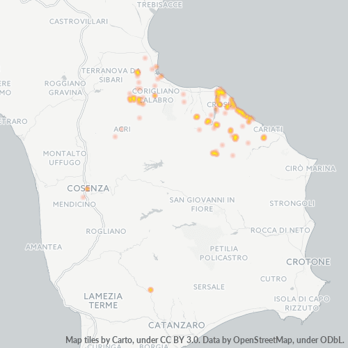Mappa di calore per cap 87060