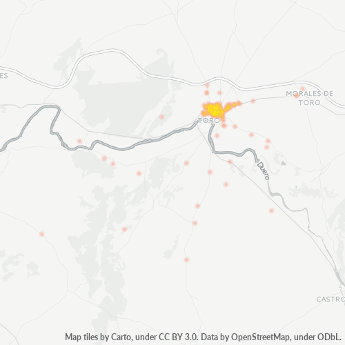 Mapa de calor para código postal 49800