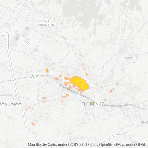50144 Mappa di concentrazione per la densità di aziende