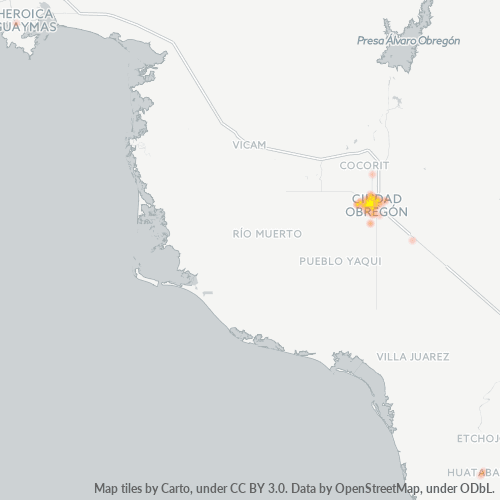 85140 Mapa de calor de densidad empresarial