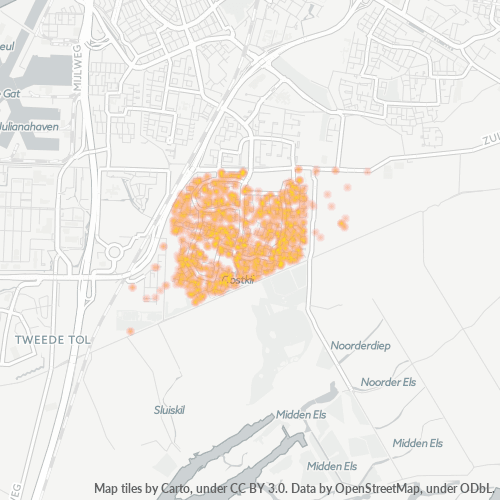 Heatmap voor postcode 3328