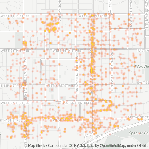 57105 Business Density Heatmap
