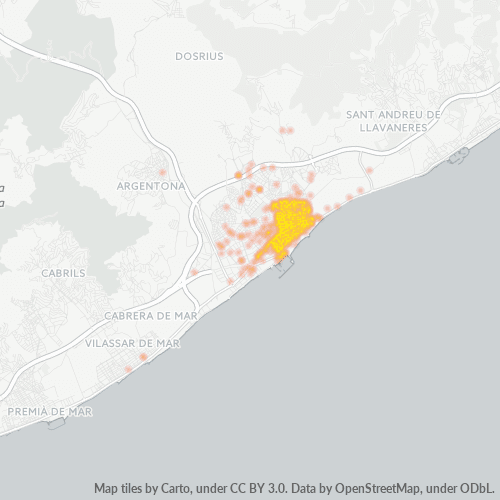 Mapa de calor para código postal 08301