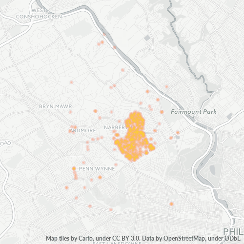 19066 Business Density Heatmap