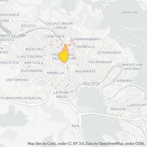 Mapa de calor para código postal 48005