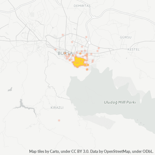 posta kodu 16340 için yoğunluk haritası