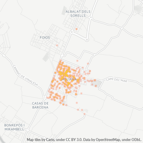 Mapa de calor para código postal 46133