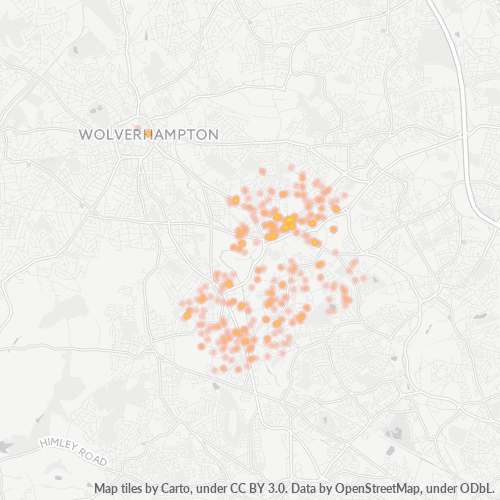 WV14 Business Density Heatmap