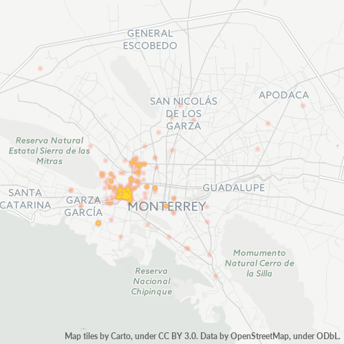 64640 Mapa de calor de densidad empresarial