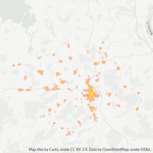 Carte de chaleur pour code postal 88500