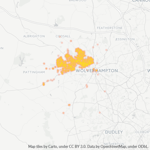 WV6 Business Density Heatmap