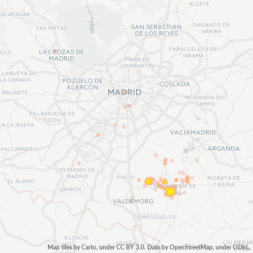Mapa de calor para código postal 28330
