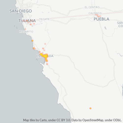 22760 Mapa de calor de densidad empresarial