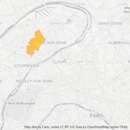 Carte de chaleur pour code postal 92270